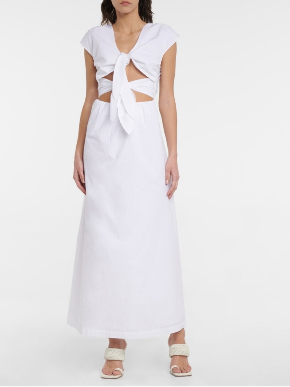 Sir. White Tie-Front Maxi Dress with Cutout Detail